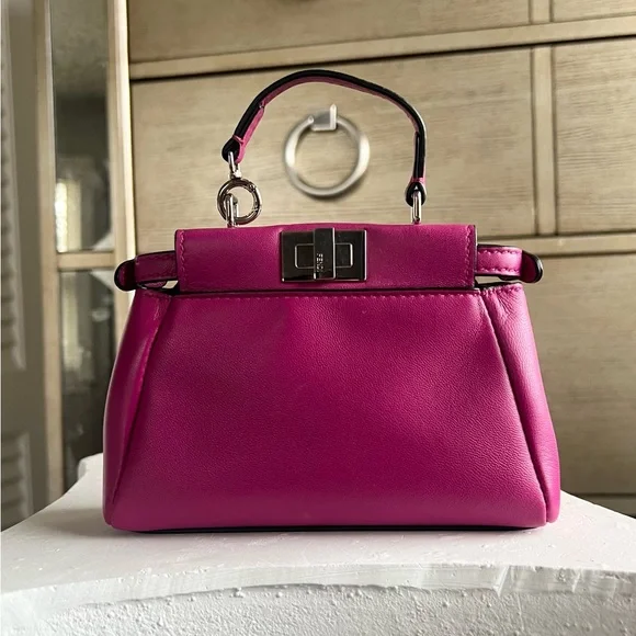 Fendi micro peekaboo fuchsia bag - Picture 1 of 14